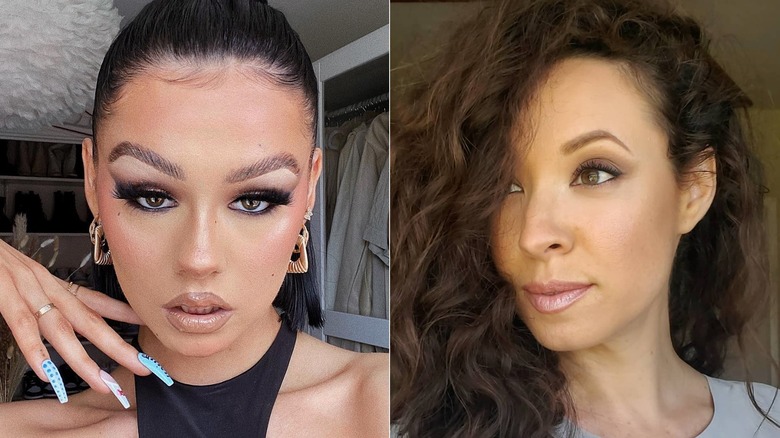 Woman with a dark smoky eye and a woman with a brown smoky eye