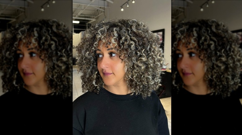 Curls with blonde highlights