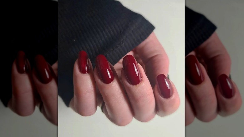 Dark red manicure