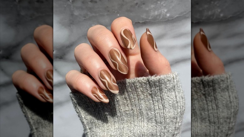 Shimmery latte nails