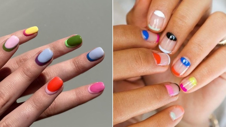 mismatched variations on french manicures