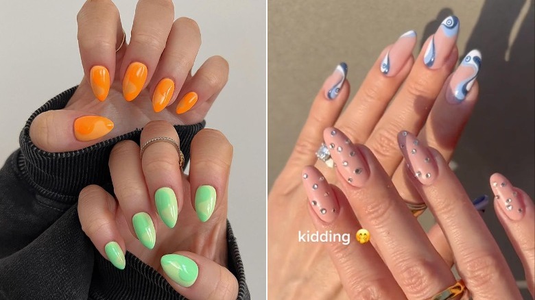 mismatched colors on each hand