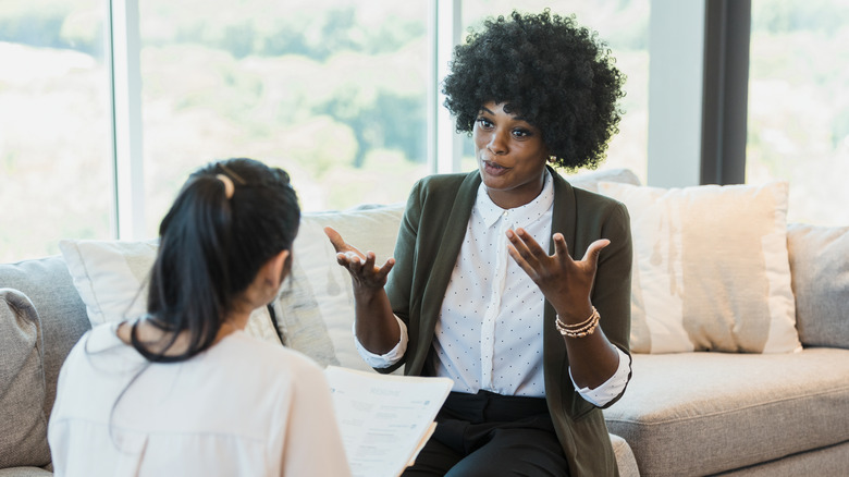 Black woman interviewing for job