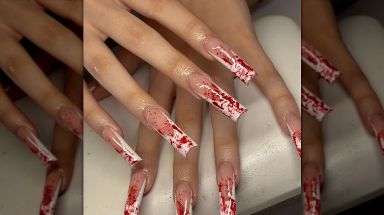 Blood splattered nails