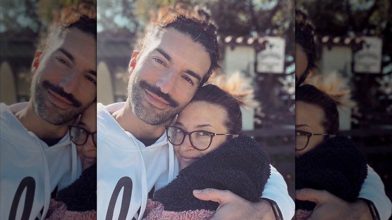 Justin Baldoni cuddling up to Emily Baldoni