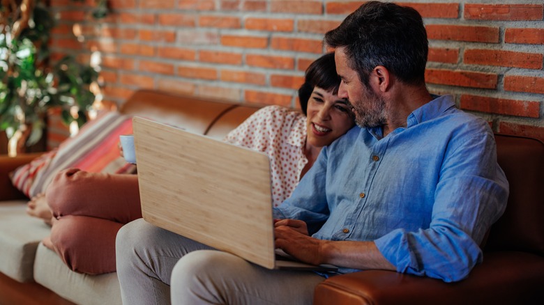 Couple watching computer