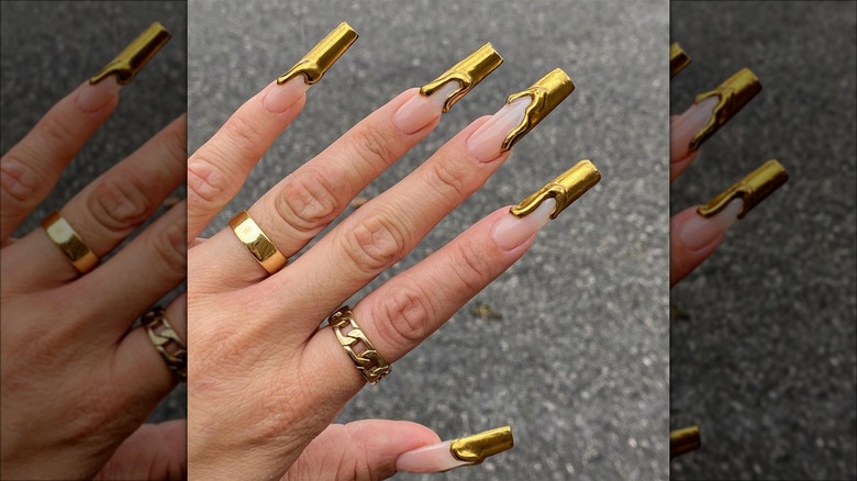Gold tipped nails