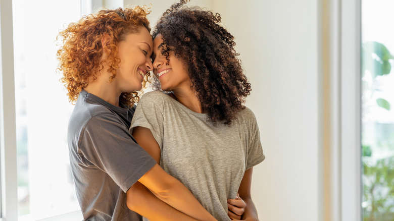 Two women embracing