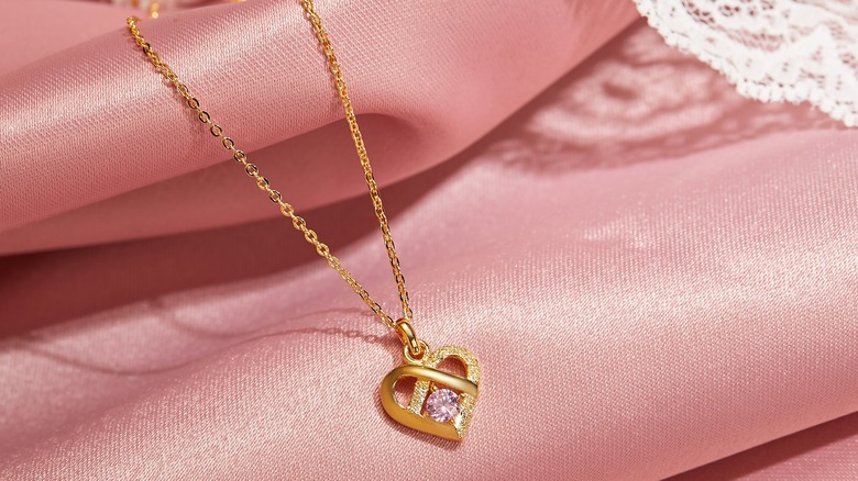 Gold heart-shaped necklace