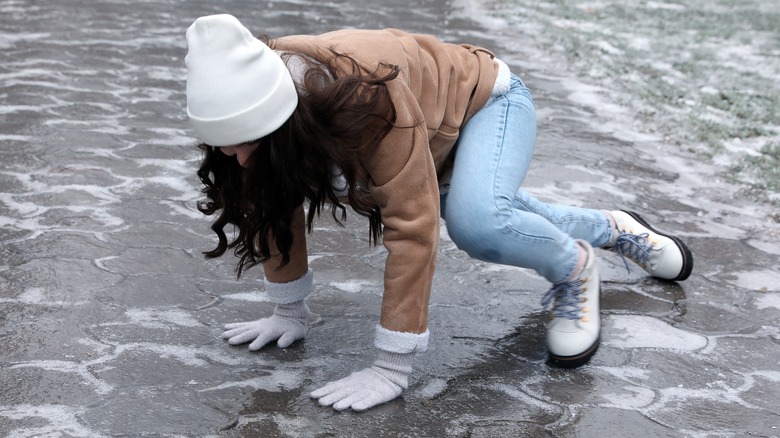 Slipping on ice