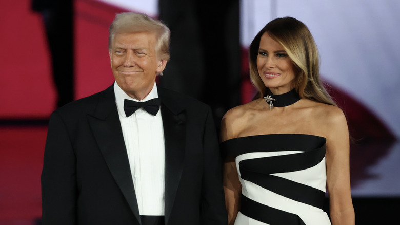 Donald and Melania Trump in black tie at an event