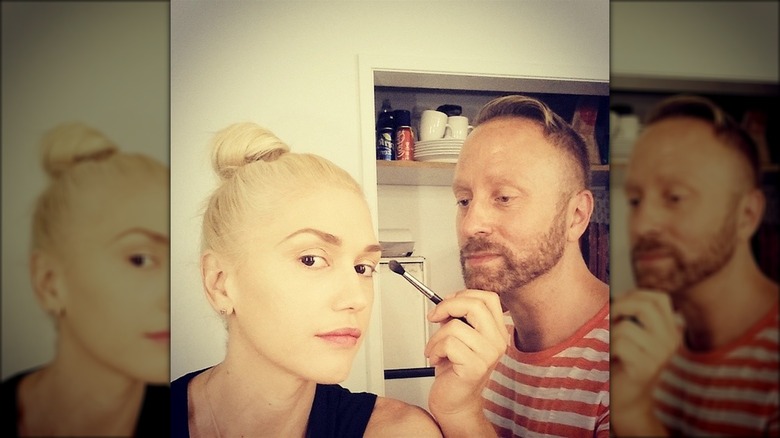 Gwen Stefani getting her makeup done