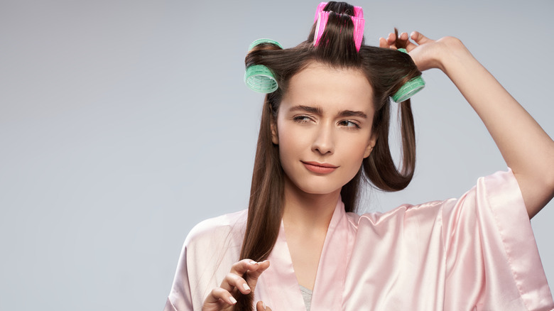 Styling hair with Velcro rollers