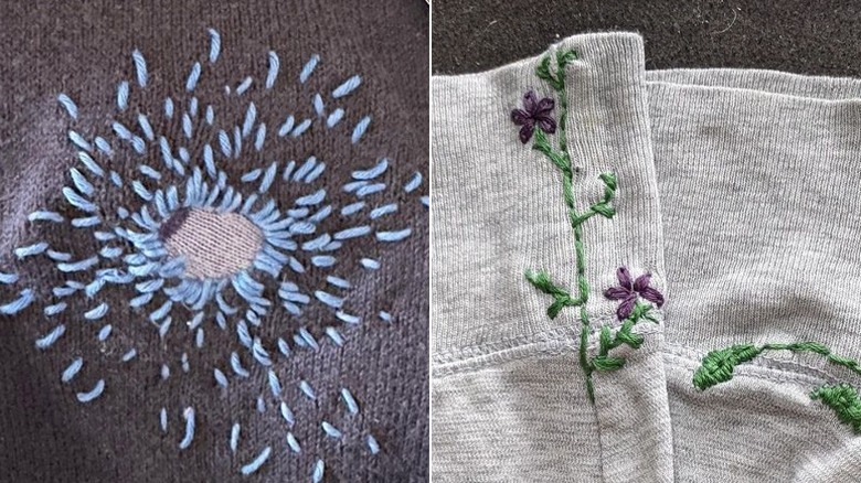 Mending with portholes and embroidery