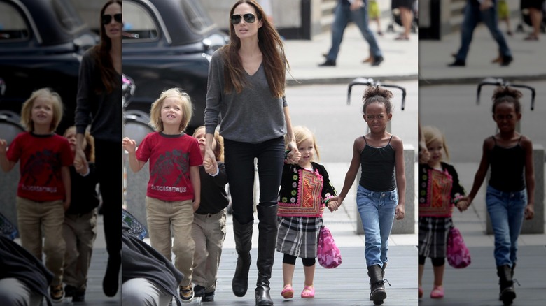 Angelina Jolie and children