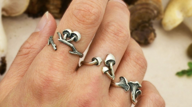 Silver mushroom rings
