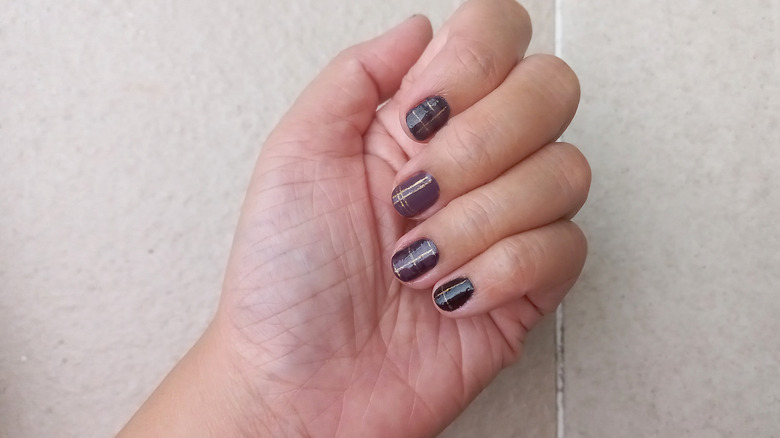 Completed DIY flannel manicure