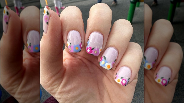Floral French manicure