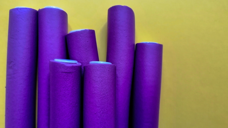 Close up of purple flexi rods