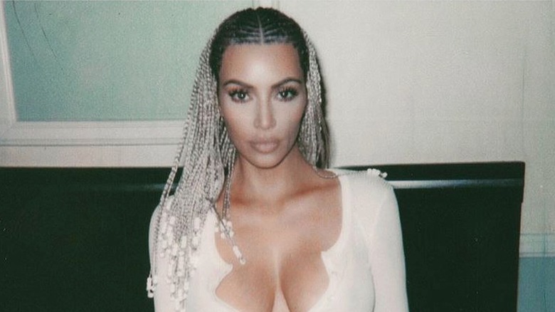 Kim Kardashian sporting Fulani braids in 2018