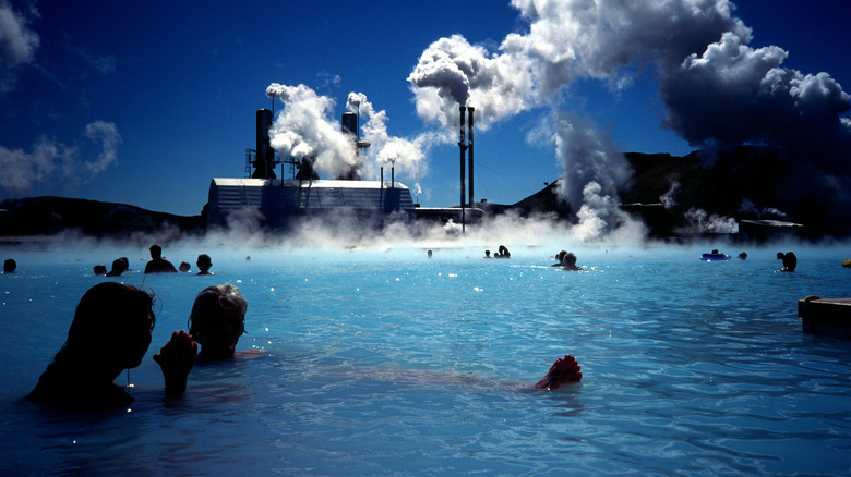 public swim in geothermal pool