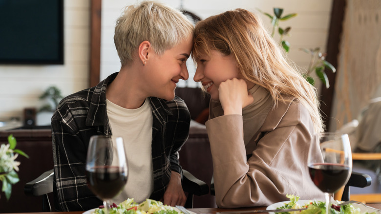 Couple eating together