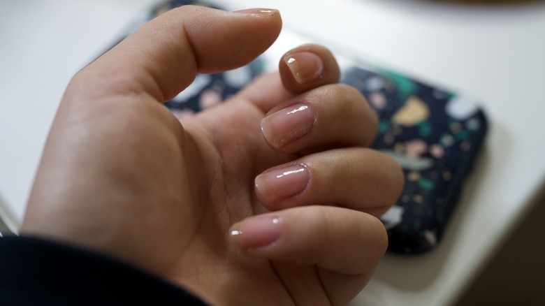 Clear polish on nails