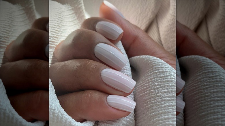 Pink and white striped nails