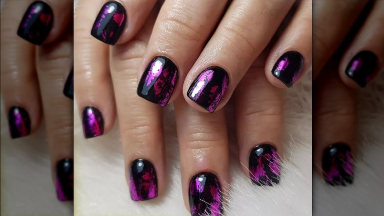 Pink and black nails