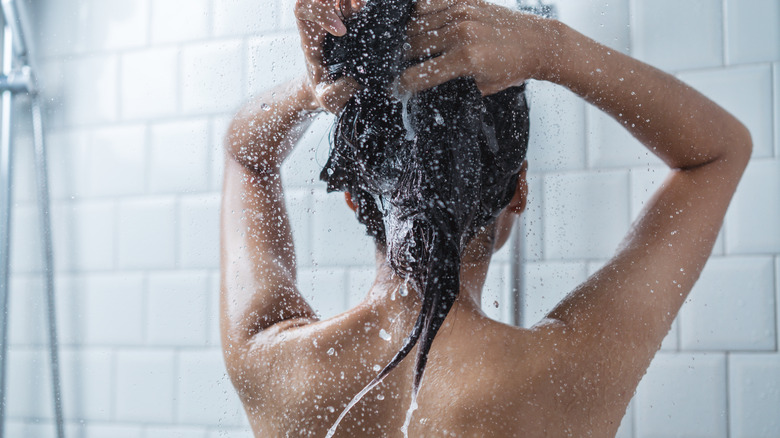 Woman washing her hair 