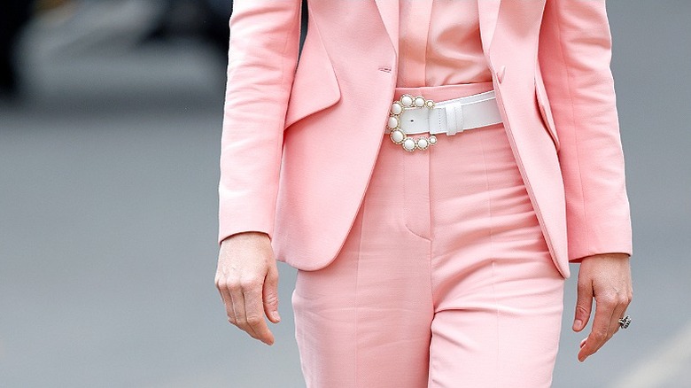White belt pink suit