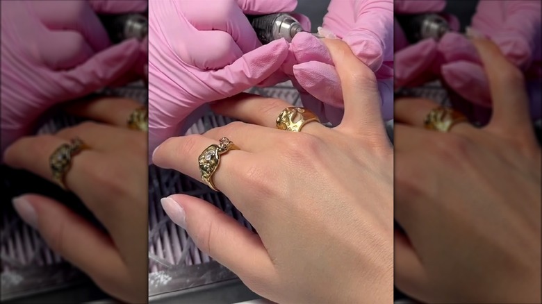 Woman getting Ukrainian manicure