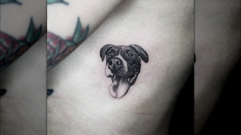 micro realism tattoo of dog