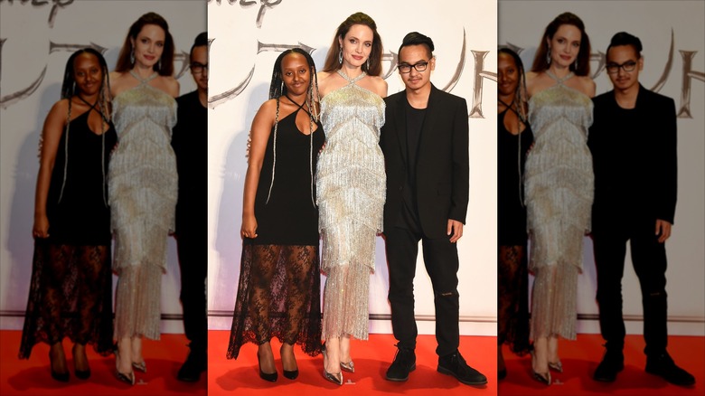 Zahara Jolie on the red carpet with Angelina Jolie and Maddox Jolie-Pitt