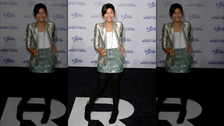 Zendaya smiling at the premiere of "Justin Bieber: Never Say Never"